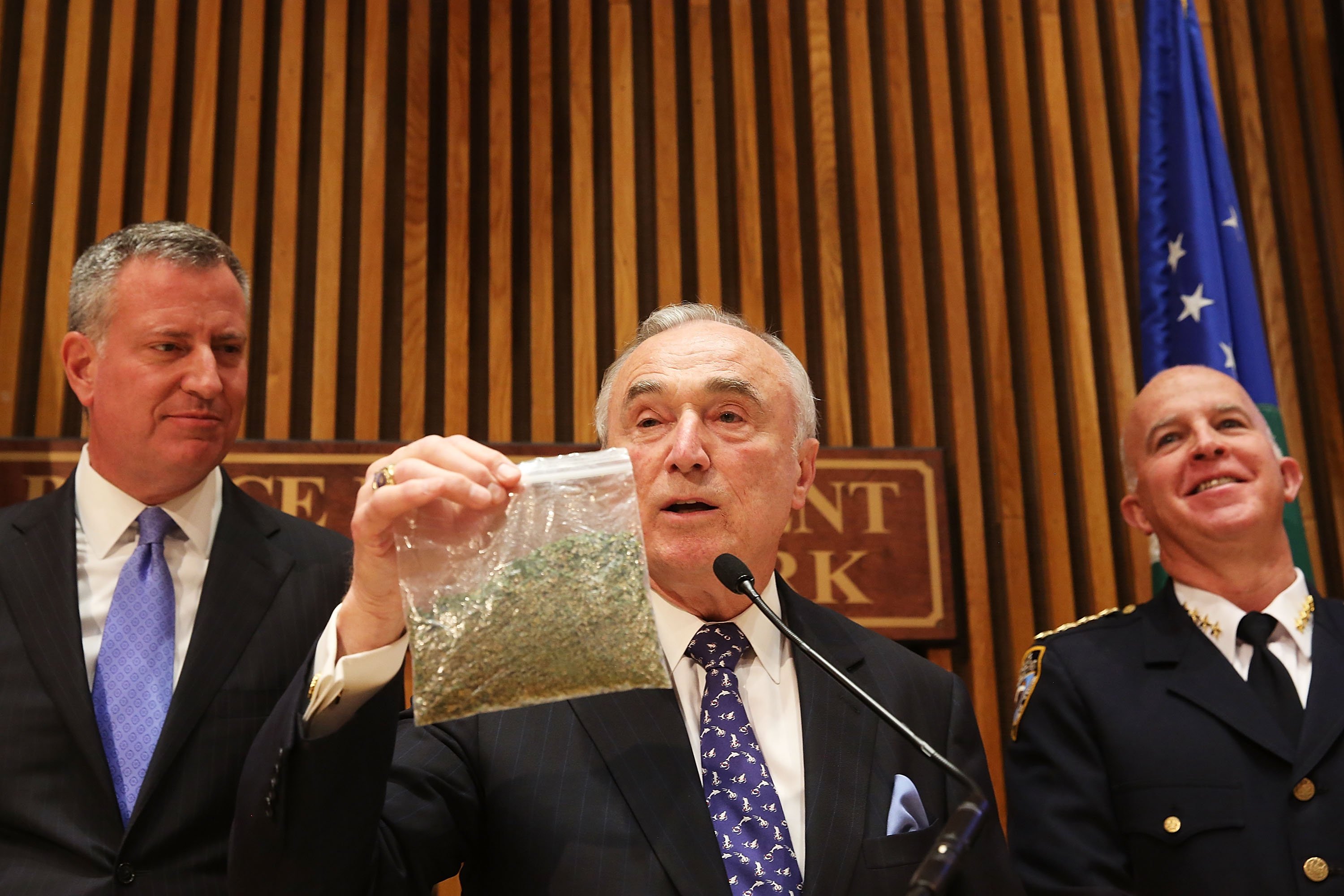 NY Mayor De Blasio And NYPD Commissioner Bratton Announces Changes To Marijuana Policy